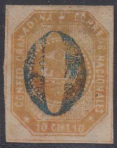 COLOMBIA 1859 Sc 4b Yvert 4a BISTER BROWN MOST OILY IMPRESSION USED €95.00++ 