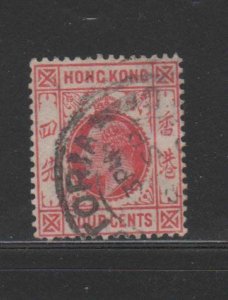 HONG KONG #90  1904  4c   KING EDWARD VII   F-VF  USED   b