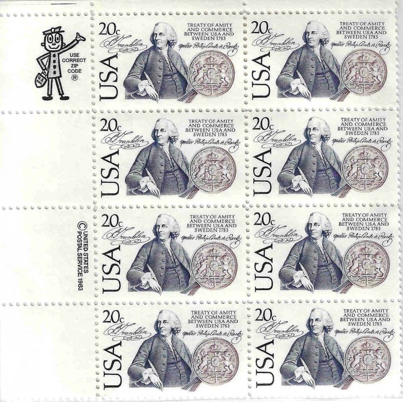 2036 Mint,NH,OG... Zip Block of 8... SCV $3.30