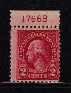 1923 Washington 2c carmine Sc 554 MNH top plate number single CV $15 (T21