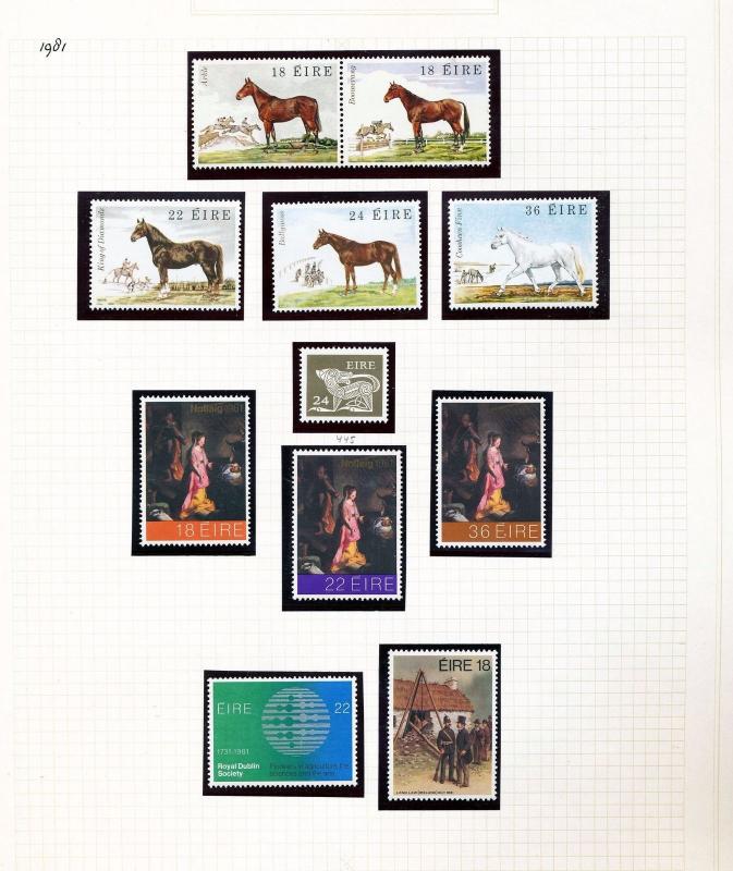 IRELAND 1980/83 MNH Art Dogs Horses (Appx 90+Stamps) Sam 837