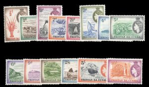 Tristan da Cunha #14-27 Cat$96.90, 1954-58 QEII, complete set, never hinged