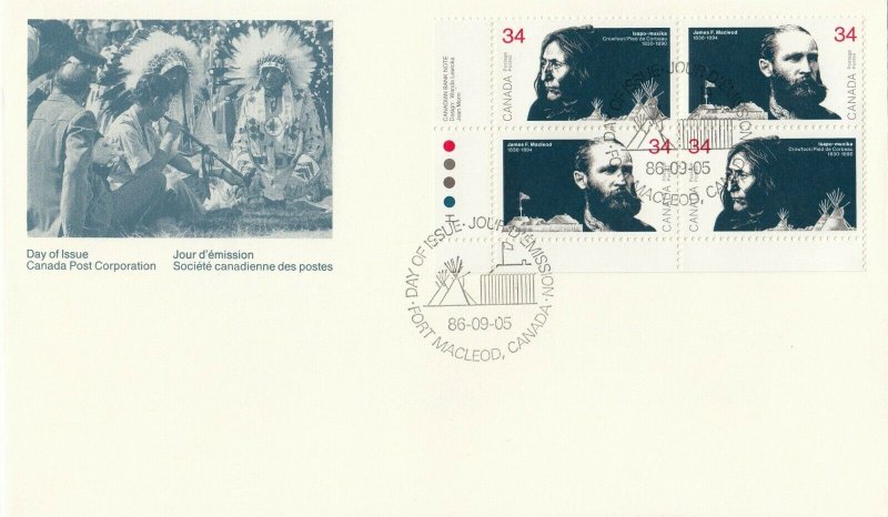 Canada Scott 1109a LL Pl Blk FDC - Peacemakers of the Prairies