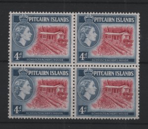 Pitcairn Islands 1957 4d Schoolteachers House LHM block SG23A (2 x MNH) WS22000