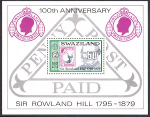 SWAZILAND - 1979 DEATH CENTENARY OF SIR ROWLAND HILL - MIN. SHEET MNH