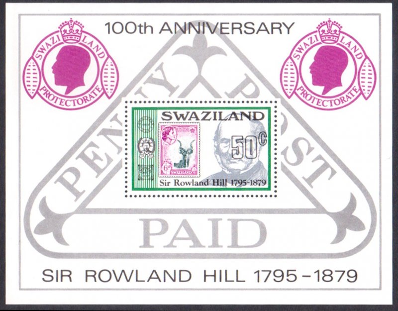 SWAZILAND - 1979 DEATH CENTENARY OF SIR ROWLAND HILL - MIN. SHEET MNH