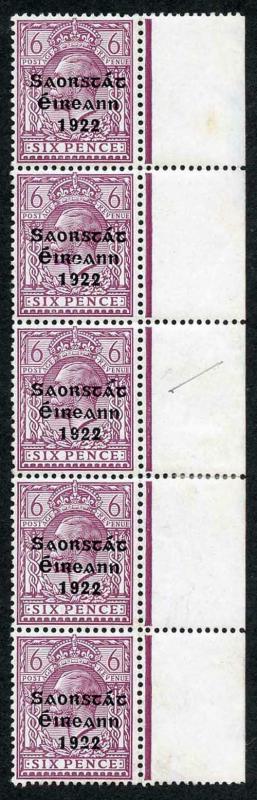 Ireland SG60a 6d opt by Thom type 5 showing Variety Accent Inserted by Hand U/M