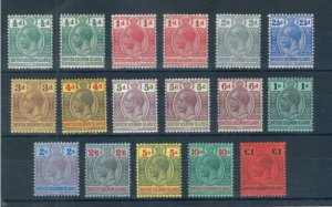 Solomon Islands 1914  George V set of stamps inc. colour changes. Mint. Sg 22-38
