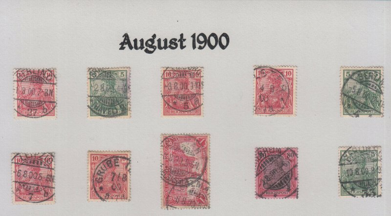 Germany - August 1900 Day by Day stamp collection 