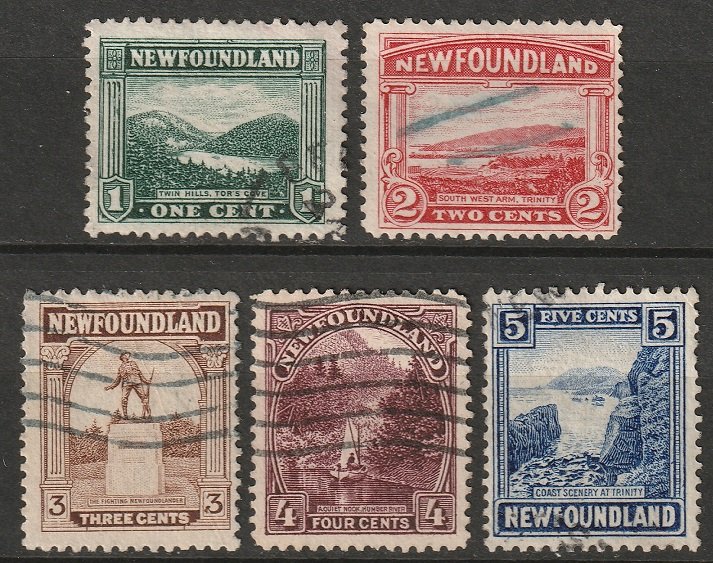 Newfoundland 1923 Sc 131-5 partial set used