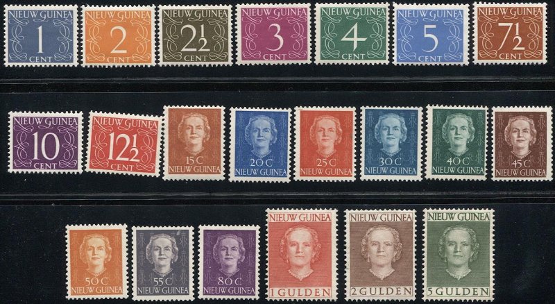 Netherlands NEW GUINEA 1950-52  Sc 1-21 Mint H, Complete set of 21, cv $103