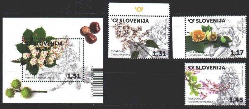 Slovenia. 2020. 1412-14, bl 123. Flowers, flora. MNH.