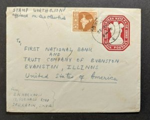 1957 Dehradun India Postal Stationary Cover to Evanston Illinois USA