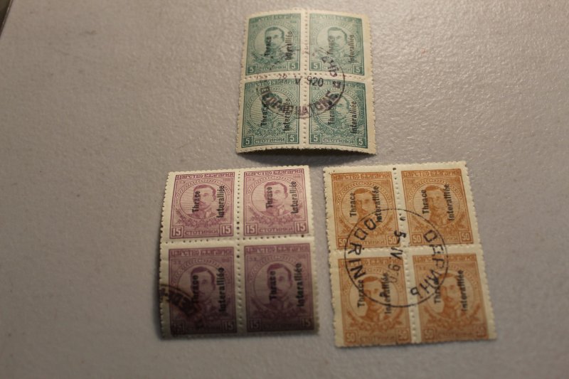 THRACE N16, N18, N19 USED BLOCKS OF 4