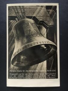 1936 Germany Berlin Olympics Bell Commemorative Postcard Cover to Nortau