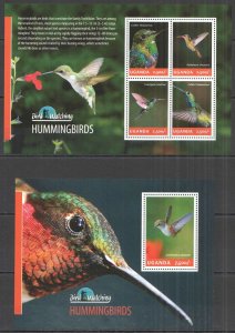 B0031 2014 Uganda Birds Hummingbirds Bird Watching Fauna #3220-3+Bl451 Mnh