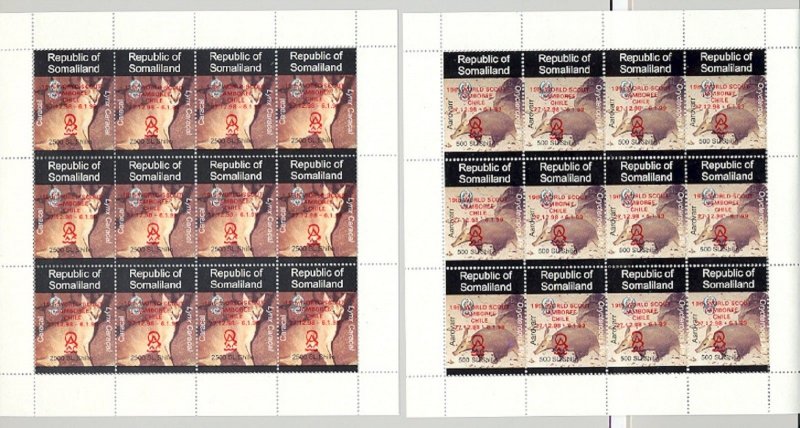 Somaliland (Propaganda) 1998 Scouts Red o/p African Animals 12v M/S of 12