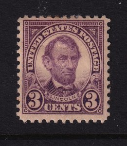 1923 Sc 555 3c purple MHR FVF sound single