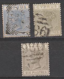 CYPRUS 1882 QV 2PI 4PI AND 6PI DIE I WMK CROWN CA