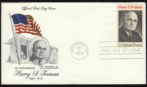 1973 Harry S Truman FDC Sc 1499 Truman Commission 1st cachet