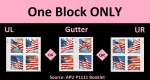 US Old Glory F plate block 4 APU P1111 MNH 2024 after June 21