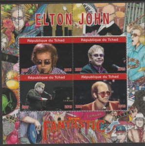 CHAD - 2019 - Elton John - Perf 4v Sheet - Mint Never Hinged -Private Issue