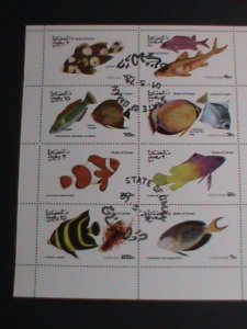 OMAN-1974 WORLD COLORFUL BEAUTIFUL LOVELY TOPICAL FISHES CTO SHEET VERY FINE