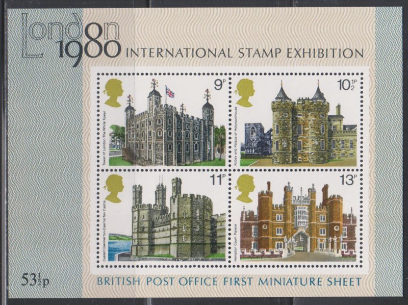 Great Britain,  Castles, London 1980 (SC# 834a) MNH SS