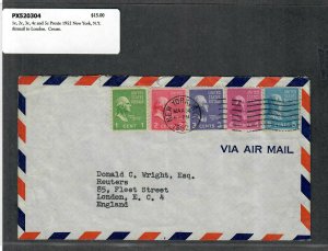 1952 Prexie Cover 1c, 2c, 3c, 4c, 5c New York NY Airmail