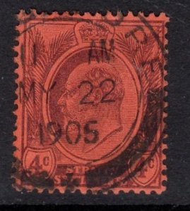 Straits Settlements 1903  King Edward VII  4c red