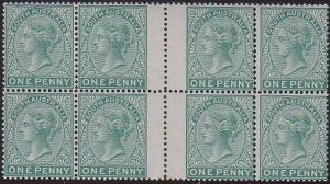 SOUTH AUSTRALIA 1875 1d proof / colour trial - gutter block of 8 MNH.......58874