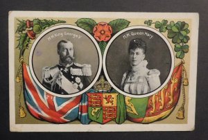 1911 Royalty Postcard Cover England Morpe to Moures HM King George V Queen Mary