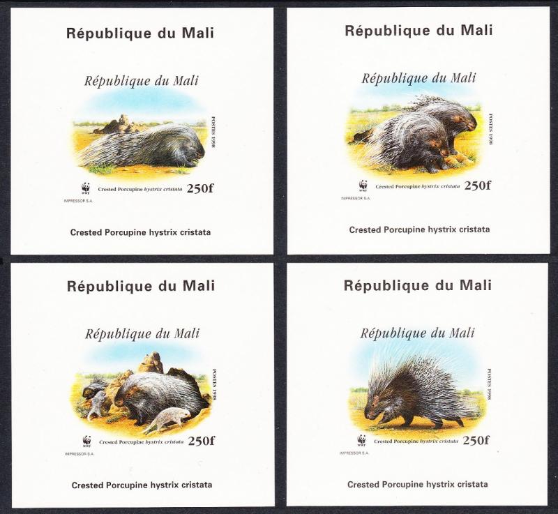 Mali WWF Crested Porcupine 4 De-Luxes Imperf