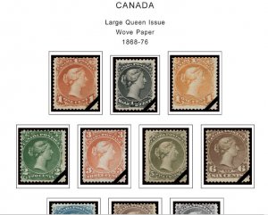 COLOR PRINTED CANADA [CLASS.] 1851-1955 STAMP ALBUM PAGES (37 illustrated pages)