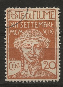 Fiume 102 SAS 129 Used VF 1920 SCV $22.50 (jr)