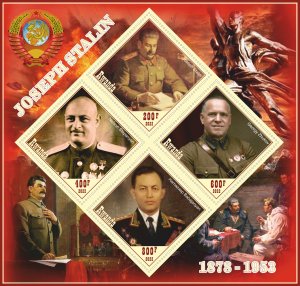 Stamps. Faamous People Joseph Stalin 2022 year Rwanda 1+1 sheet perforated
