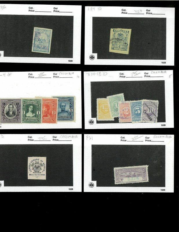 Colombia & States (earlies) M & U on 102 Cards