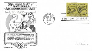 1962 FDC, #1201, 4c Apprenticeship Act, Aristocrats-Lowry