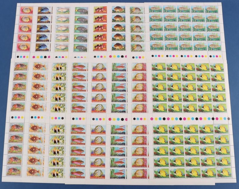 COCOS (KEELING) ISLANDS 1979 Fish set 1c-$2 in full sheets MNH **. FV $349 alone