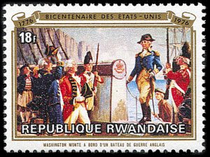 Rwanda 726, MNH, USA Bicentennial, Washington on Warship