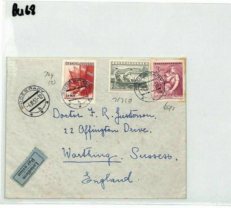 CANOEING Cover 1953 Poderbrady Czechoslovakia Air Mail PEACE FLAG {samwells}BU68