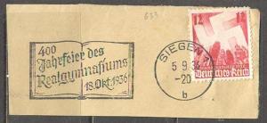 GERMANY REICH Sc# 480 USED FVF on Piece Hands Saluting