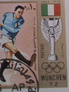 ​SHARJAH 1972-OLYMPIC GAMES MUNICH'72- SOCCER-ITALY IMPERF-CTO S/S SHEET VF