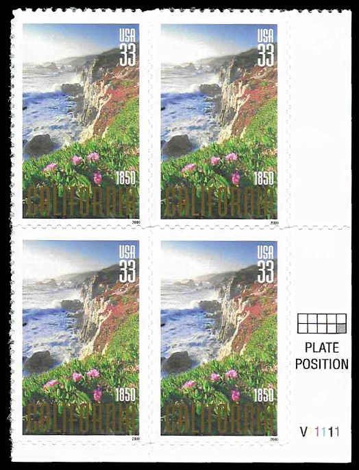 PCBstamps   US #3438 PB $1.32(4x33c)California Statehood, MNH, (PB-)4a