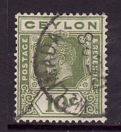 Ceylon-Sc#233a- id7-used 10c olive green die II-KGV-1921-33-