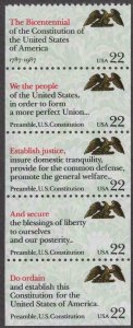 1987 We The People Booklet Pane of 5 22c Stamps -MNH, OG - Sc# 2355-2359 - CX407