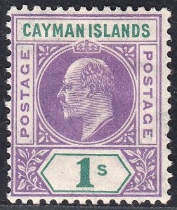 1907 CAYMAN ISLANDS KEVII 1/- VIOLET & GREEN (SG#15) MH VF