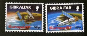 GIBRALTAR 1991 # 585-586 MNH  EUROPA, SATELLITES Set