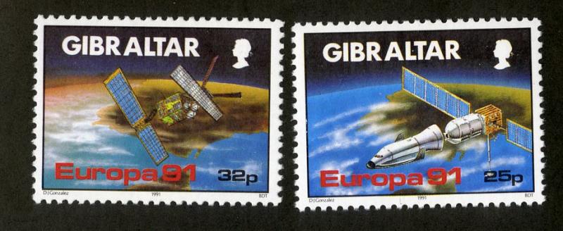 GIBRALTAR 1991 # 585-586 MNH  EUROPA, SATELLITES Set