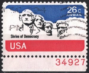 SC#C88 26¢ Mount Rushmore Plate Single (1974) Used